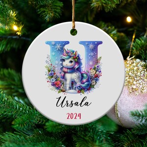 Personalized Ceramic Christmas Ornament: Custom Name Initial, Family Keepsake