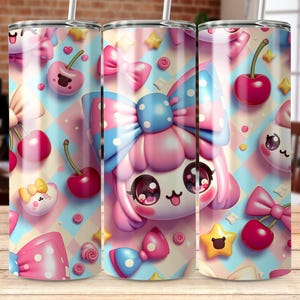 Cute Kawaii Tumbler Design, 20 oz Skinny Tumbler Sublimation Design, Straight and Tapered Wrap, Tumbler Wrap, Tumbler Png, Instant Download