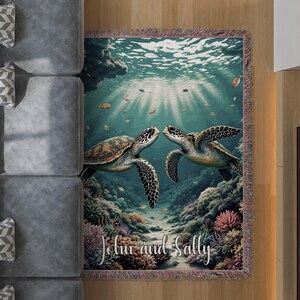 Cobertor personalizado: Tartaruga marinha subaquática Ocean Art