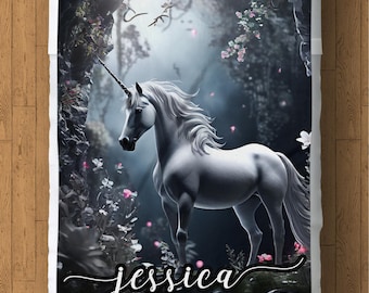 Personalized Unicorn Fleece Blanket: Magical Fantasy Throw