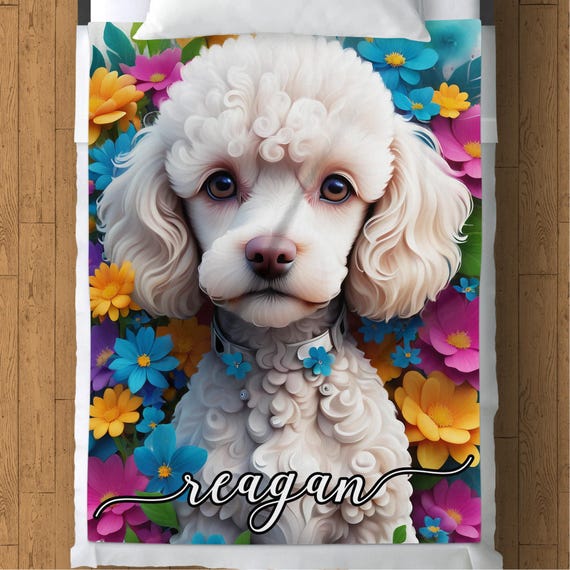 パーソナライズされた犬用フリースブランケット、花柄ペット用スロー