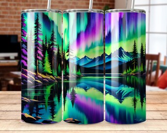 Aurora Borealis Tumbler Wrap: Northern Lights Sublimation Design (Digital Download)
