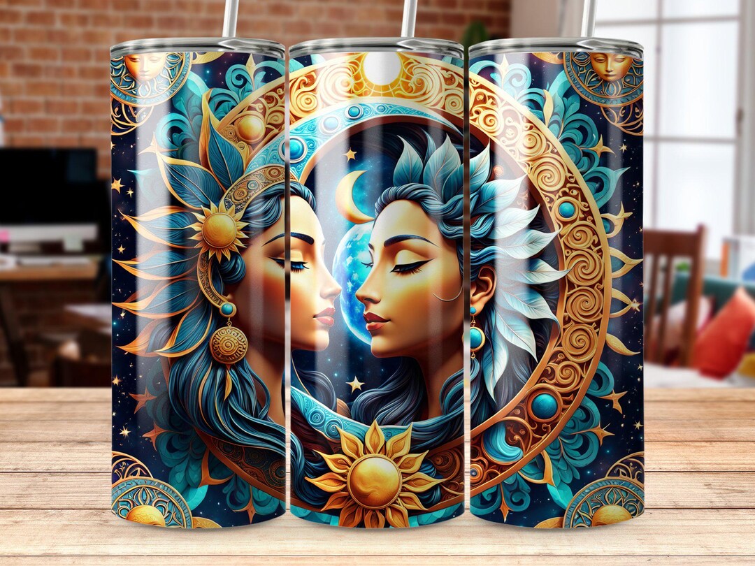 Sun and Moon Tumbler Design: Celestial Mandala Wrap (20 Oz Skinny ...
