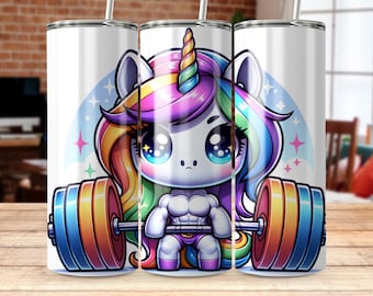 Diseño de vaso de unicornio de 20 oz para levantamiento de pesas: Arte de gimnasio (descarga digital)