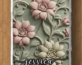 Manta polar floral personalizada: manta acogedora personalizada