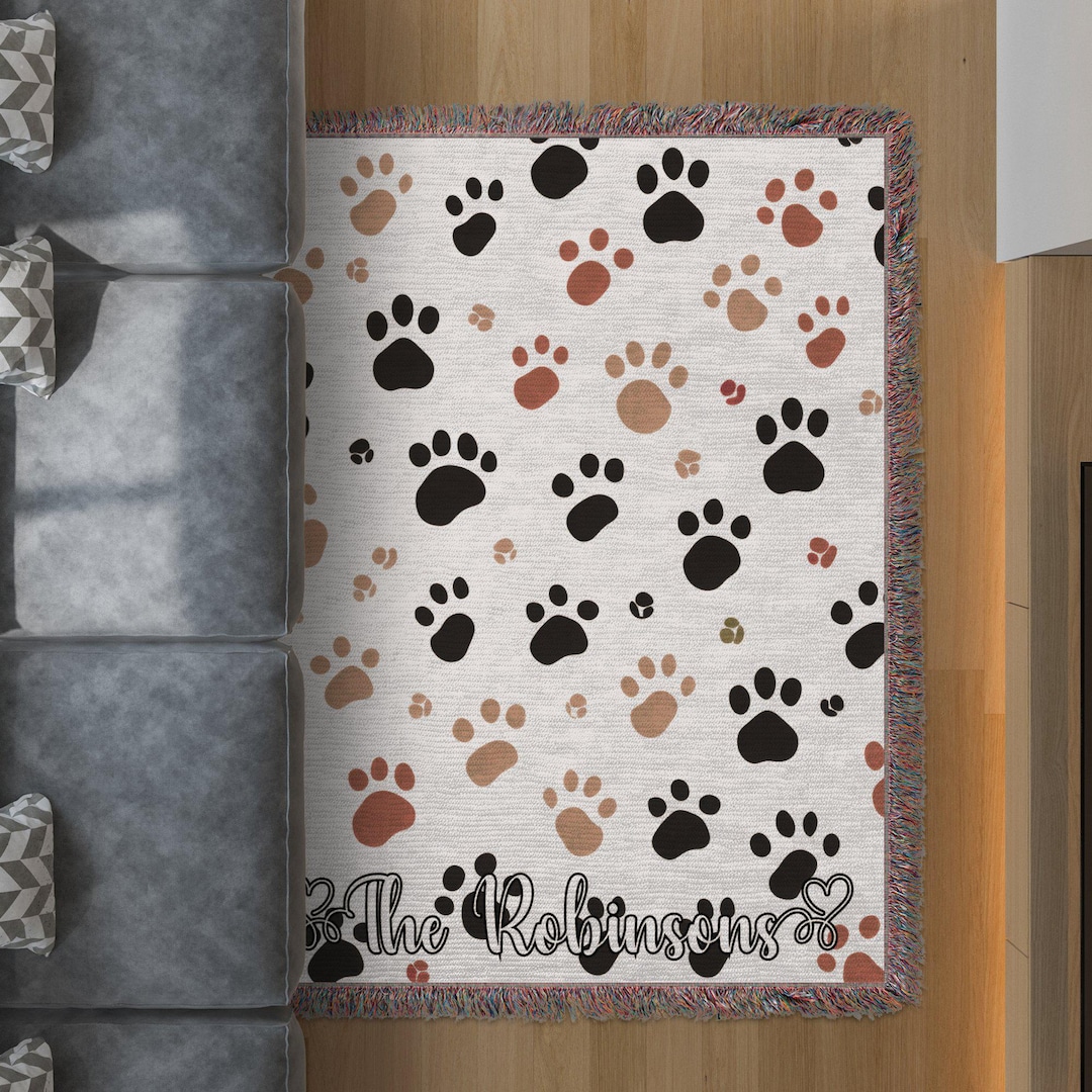 Custom Paw Print Blanket: Personalized Pet Lover Gift - Etsy