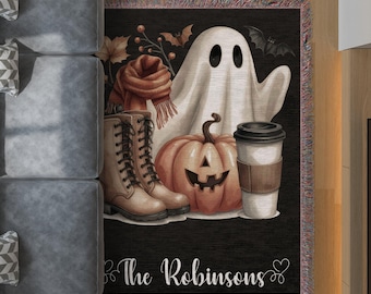 Personalized Halloween Blanket, Pumpkin Ghost Throw, Autumn Decor
