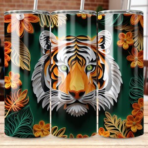Tiger Art 20 oz Skinny Tumbler Sublimation Design, Straight and Tapered Wrap, Tumbler Wrap, Tumbler Png, Instant Download