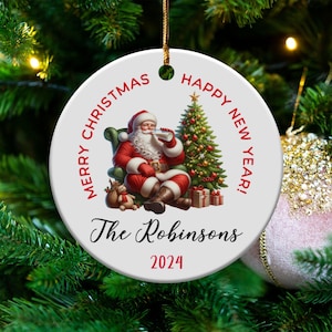 Custom Ceramic Christmas Ornament: Personalized Santa Tree Keepsake