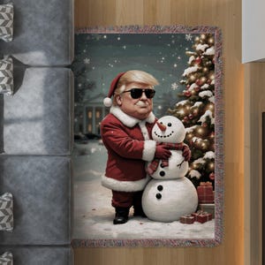 Donald Trump Weihnacht gewebte Decke, lustiges Feiertags-Dekor, Wintergeschenk