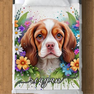 Custom Pet Portrait Fleece Blanket: Personalized Dog Cat Lover Gift
