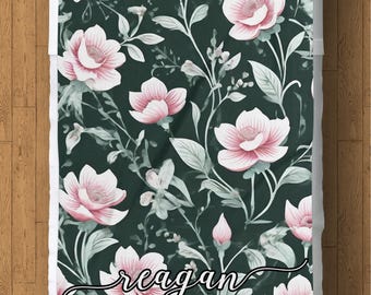 Manta polar floral personalizada: manta con nombre personalizado