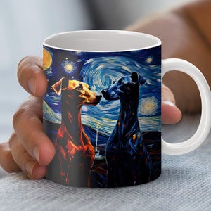 Starry Night Dogs Mug Art, 11oz and 15oz Mug Template, Mug Sublimation Design, Mug Wrap Template, Instant Digital Download PNG