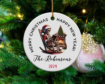 Adorno navideño con nombre personalizado: recuerdo de cerámica personalizado