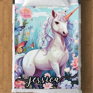 Custom Personalized Fleece Blanket with Magical Unicorn Design, Cozy and Soft Throw Blanket for Kids and Adults, Unique Gift Idea