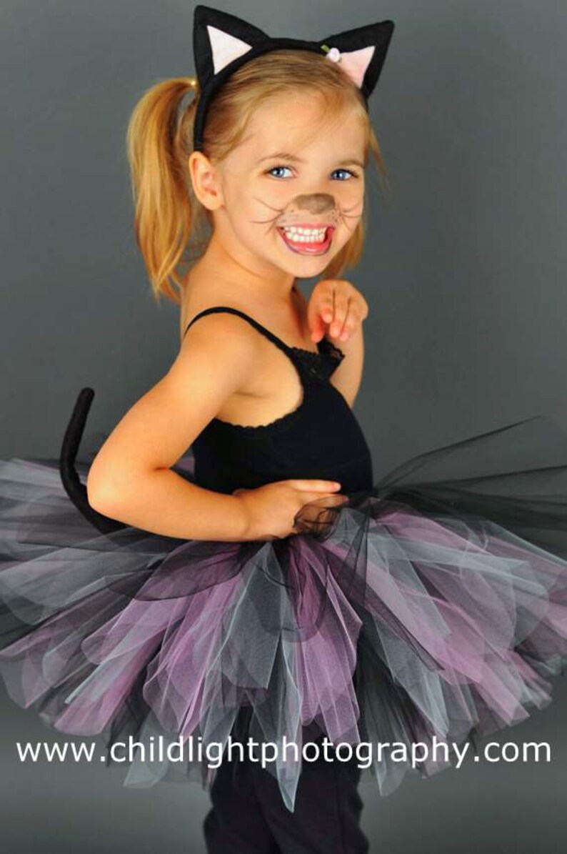 Cat Costume Halloween Toddler girls Tutu set Black and Pink Etsy