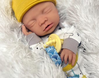 FULL BODY SILICONE reborn baby, boy/girl, 18in 6lb 5oz, fully painted, takes pacifier, floppy, realistic, made to order - Aspen