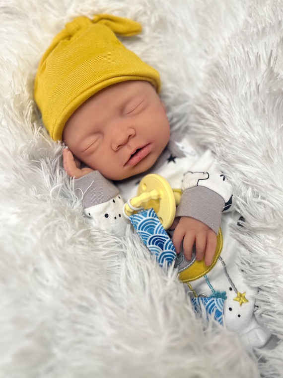 FULL BODY SILICONE reborn baby, boy/girl, 18in 6lb 5oz, fully painted, takes pacifier, floppy, realistic, made to order - Aspen