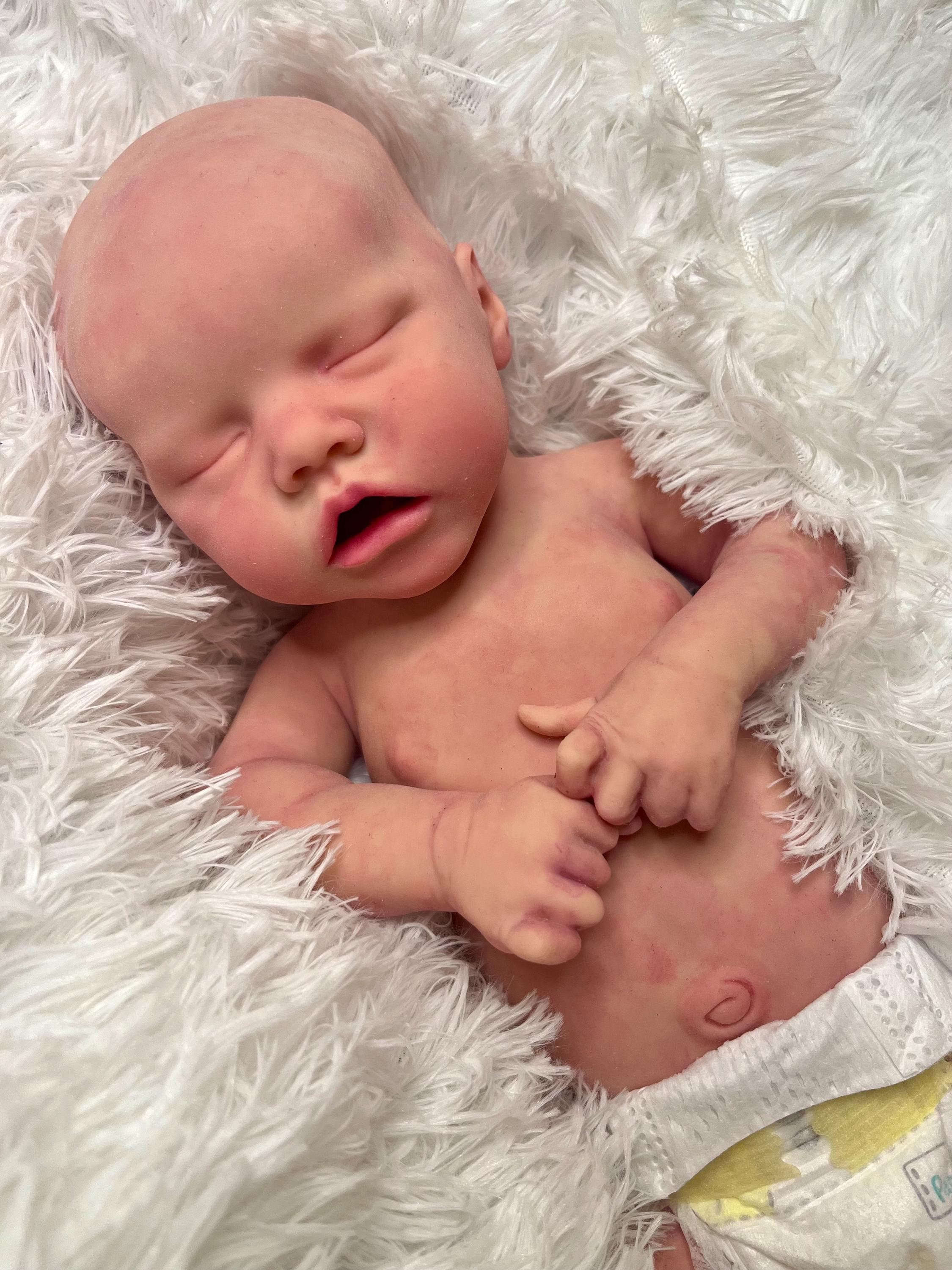 FULL BODY SILICONE reborn baby, 17in 5lb, fully painted, takes pacifier, floppy, realistic, made to order - Emory