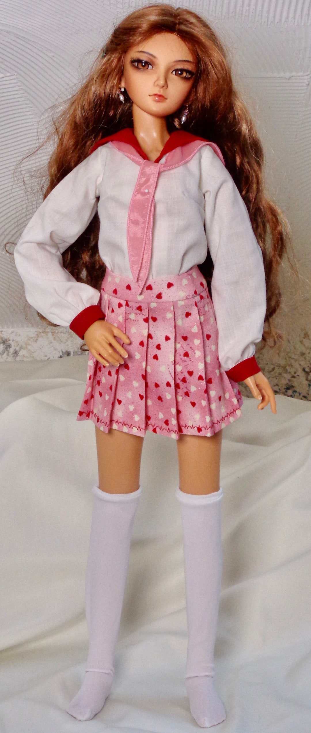 Handmade Pink and White Japanese Schoolgirl Uniform for SD 1/3 BJD