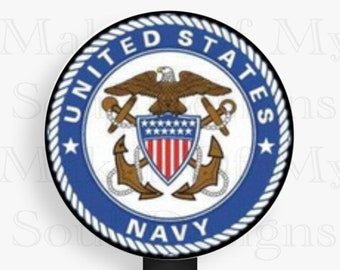 US Navy Law Community Round ID Badge Key Card Tag Holder Badge Retractable Reel Badge Holder with Belt Clip 