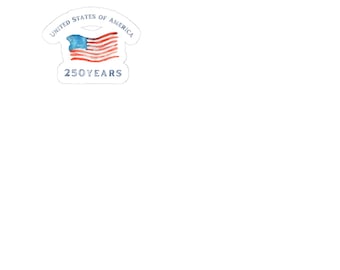 Kiss-Cut Sticker: USA Flag 250 Years Vinyl Decal (White/Transparent)
