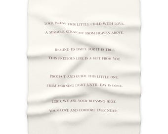 Baby Blessing Prayer Blanket Sherpa Fleece Blanket | Newborn Baptism Keepsake