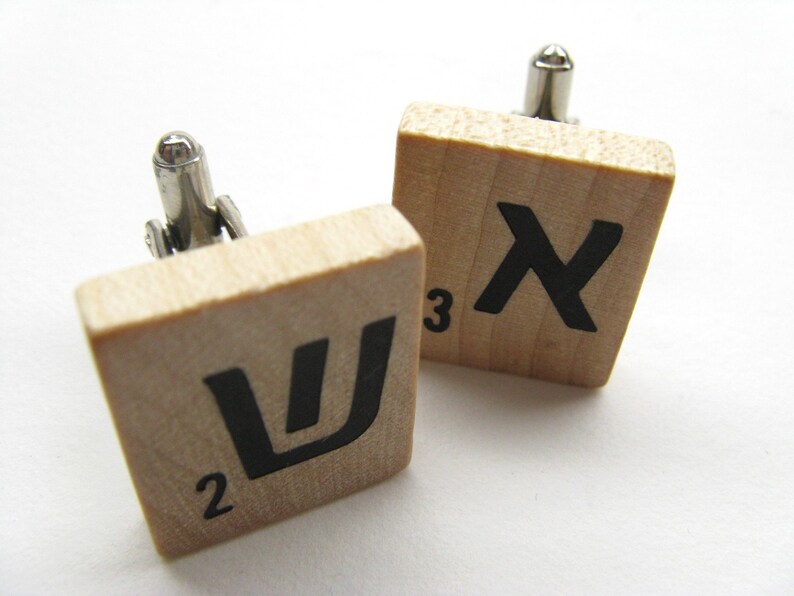 Hebrew Scrabble tile tallit clips with your initials image 2