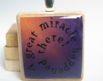 Chanukah - Hanukkah -  Scrabble tile pendant - miracle spiral in purple