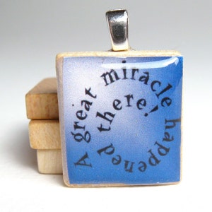 Chanukah Hanukkah Scrabble tile pendant miracle spiral in blue image 1