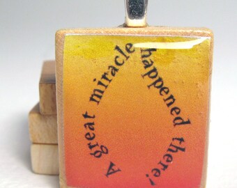 Chanukah - Hanukkah -  Scrabble tile pendant - miracle flame