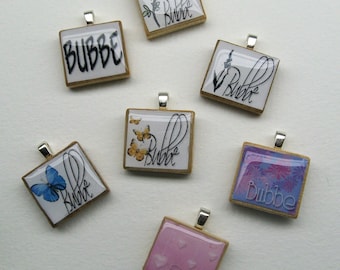 Bubbie - Grandma or Grandmother - Hebrew Scrabble tile pendant