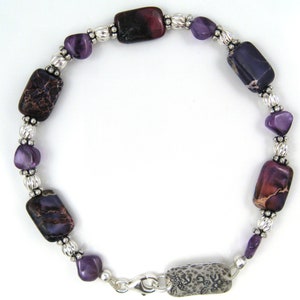 Affirmation bracelet shefa abundance purple amethyst and sterling silver Jewish jewelry Hebrew bracelet image 3