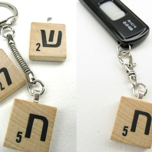 Hebrew Scrabble tile tallit clips with your initials image 4