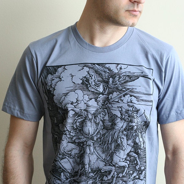 Albrecht Durer Four Horsemen of the Apocalypse Men's graphic tee, gothic shirt, medieval woodcut, Gift for goths, metal shirt