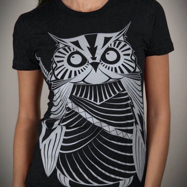 Samurai Owl - American Apparel Womens tshirt ( Owl t shirt )