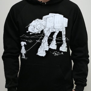 AT-AT Walker star wars pullover hoodie, my at at pet star wars hoodie, gift for him, unisex size, graphic hoodie, final sale, size S only