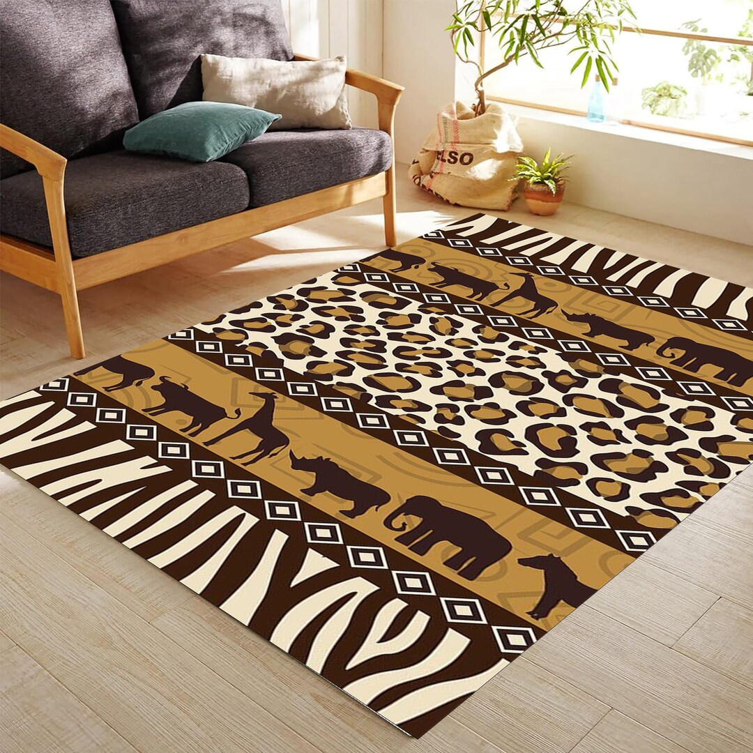 Rasist Rug African Art Rug, Egypt Brown Rug, Desert Rug, Leopard Wide Rug ...