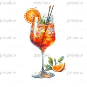 Aperol Spritz PNG, cocktailillustratie, illustratieve ontwerpen, aangepaste handtekening cocktailontwerp, menubriefpapier, aquarel clipart