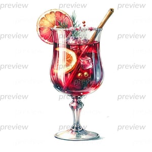 Weihnachtscocktail Cranberry Mimosa, digitaler Kunstdruck, Festliche Getränke Illustration PNG, Menükunst oder Partyeinladungen, Sublimation,