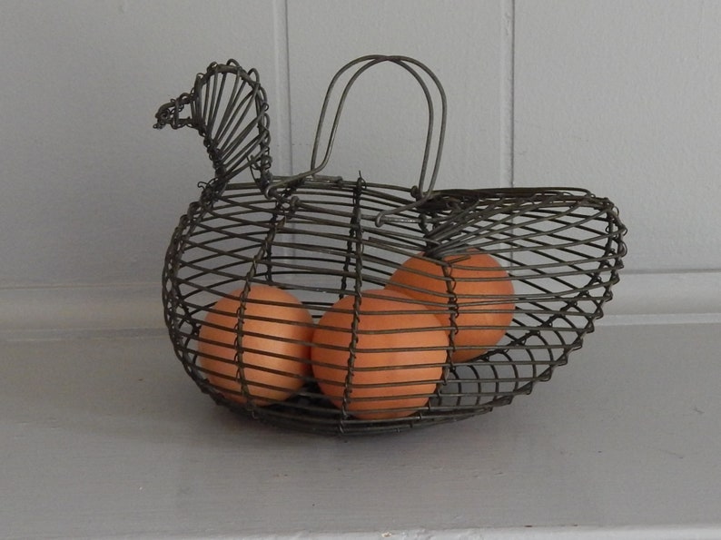Rustic Wire Egg Basket / Wire Chicken Egg Basket Etsy