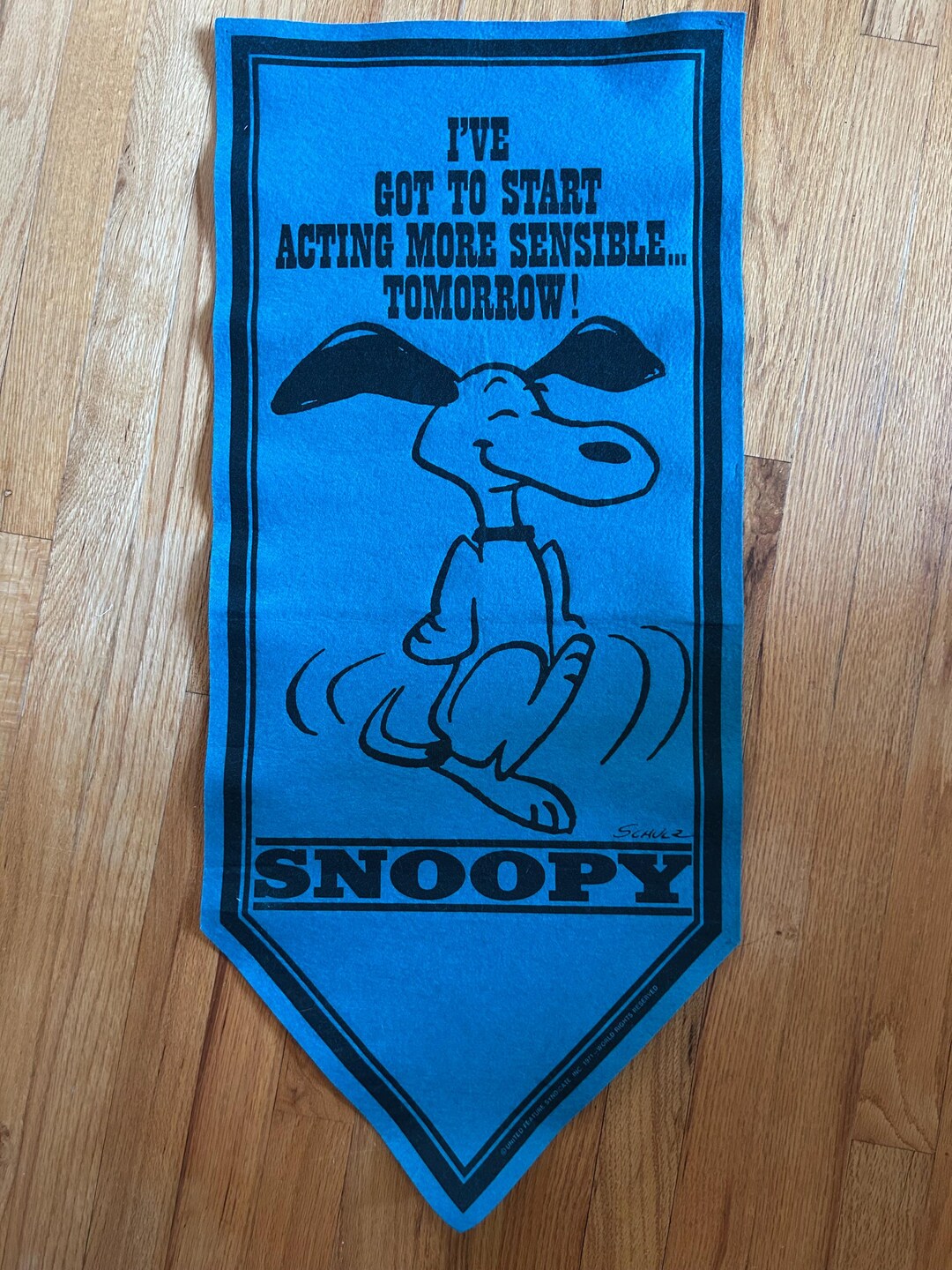 1971 Blue Snoopy Felt Banner / Pennant | I've Got to Start Acting