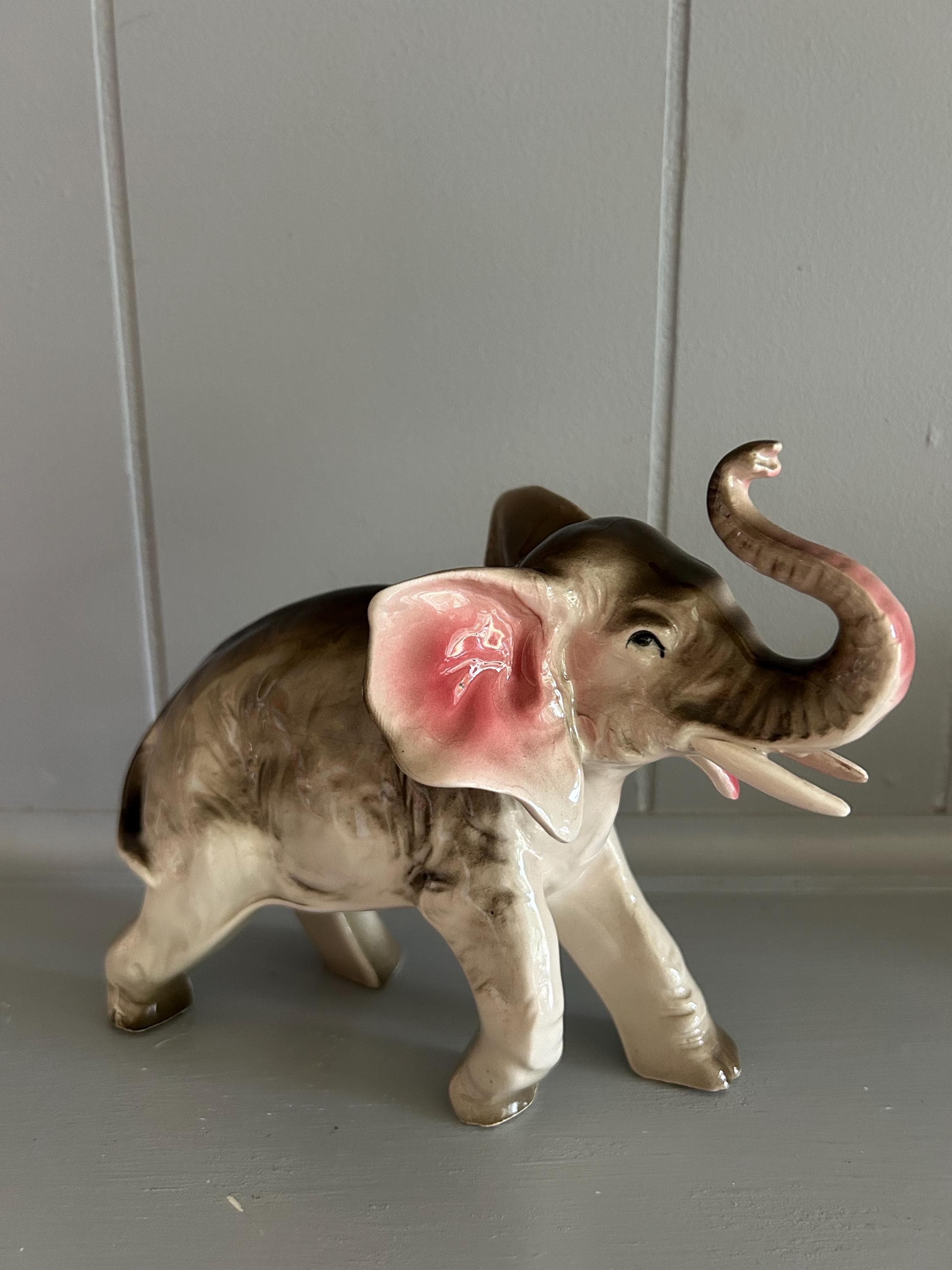 Schuco 1959年製 7325-Elefant 9cm グレーぬいぐるみ象 Ceramic Gray Elephant Figure~Porcelain~Czechoslovakia~6