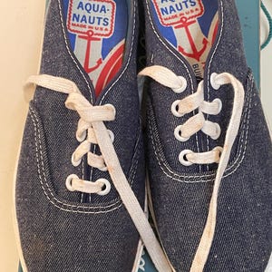 Vtg 70s Sz. 6.5 Denim Sneakers. Canvees Aqua-Nauts.