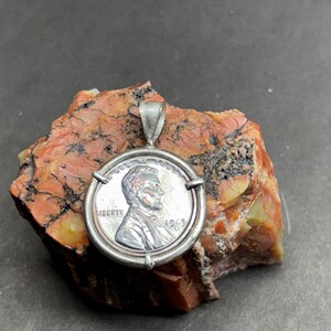 Steel Penny 1943 set in Sterling Silver Pendant
