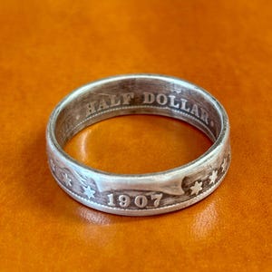 1907 Barber Half Dollar Ring  size 13 1/2