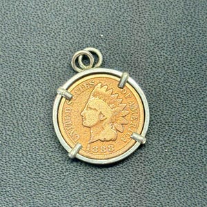 Indian Head penny, 1888,  set in Sterling Silver Pendant