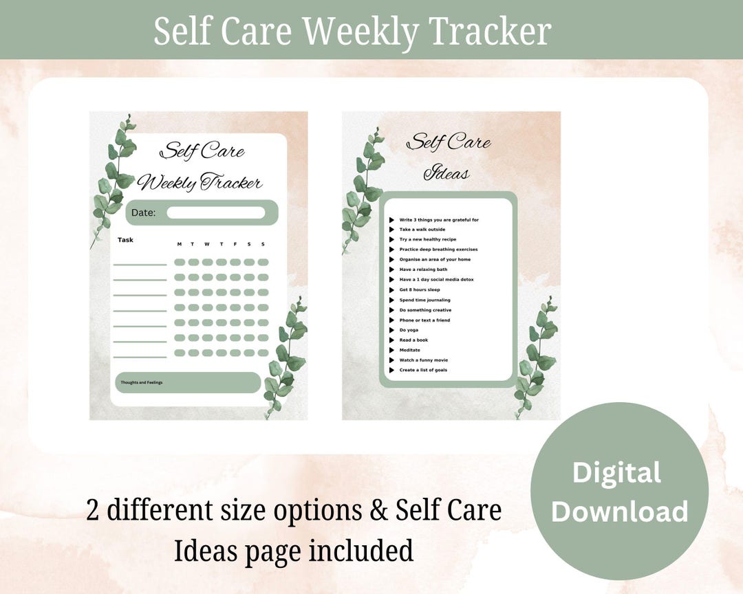 Self Care Weekly Tracker - Etsy