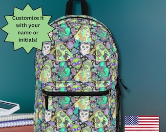 Mochila de gatos extraterrestres y criaturas cósmicas: mochila escolar personalizada para amantes del espacio