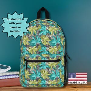 Aqua Lime Coquette Bow Backpack - Personalized School or Travel Bag with Feminine Flair